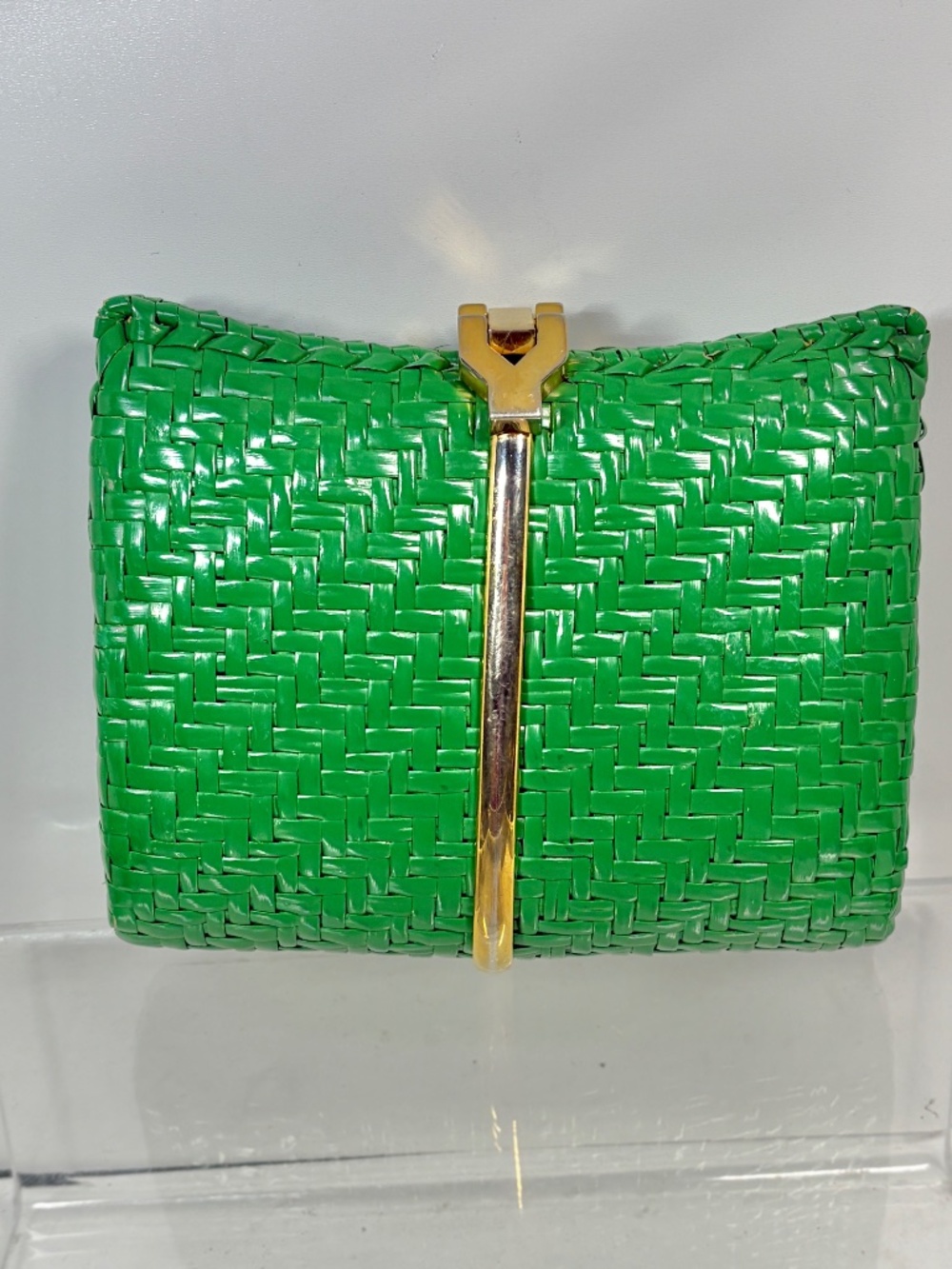 RODO Italy GREEN Wicker Clutch 60s 70s Designer Purse HTF Vintage Evening Italy - Picture 4 of 16